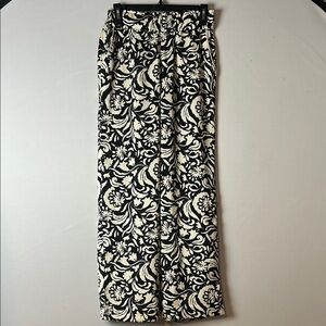 Philosophy Women's Wide Legs Black Ivory Floral  Print Pants Elastic Waist Sz XS
